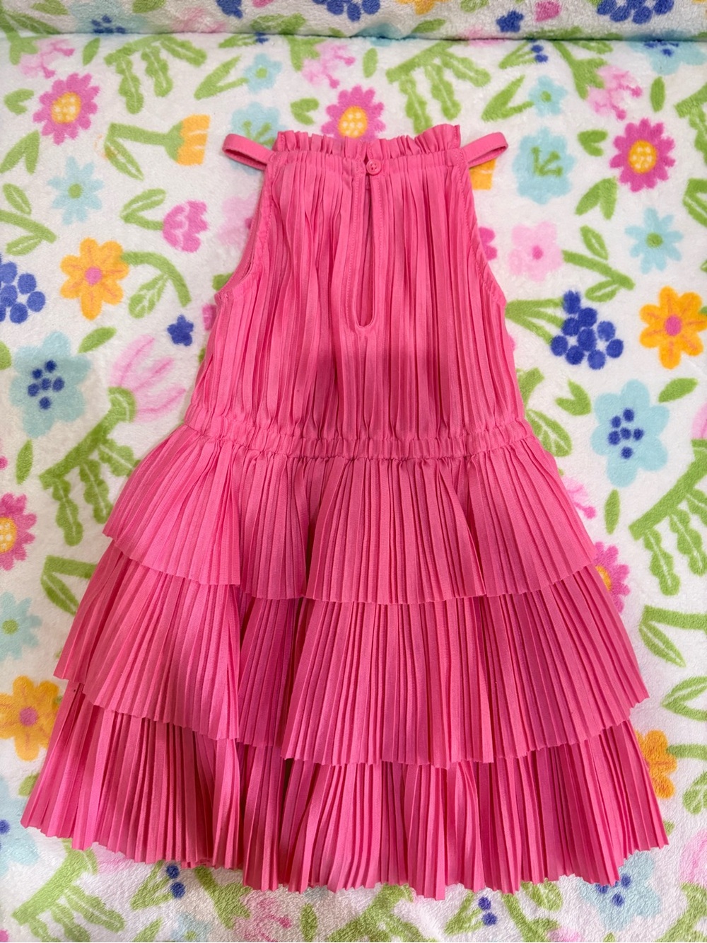 Janie and Jack Hot Pink Tiered Pleated Dress - Picture 3 of 3